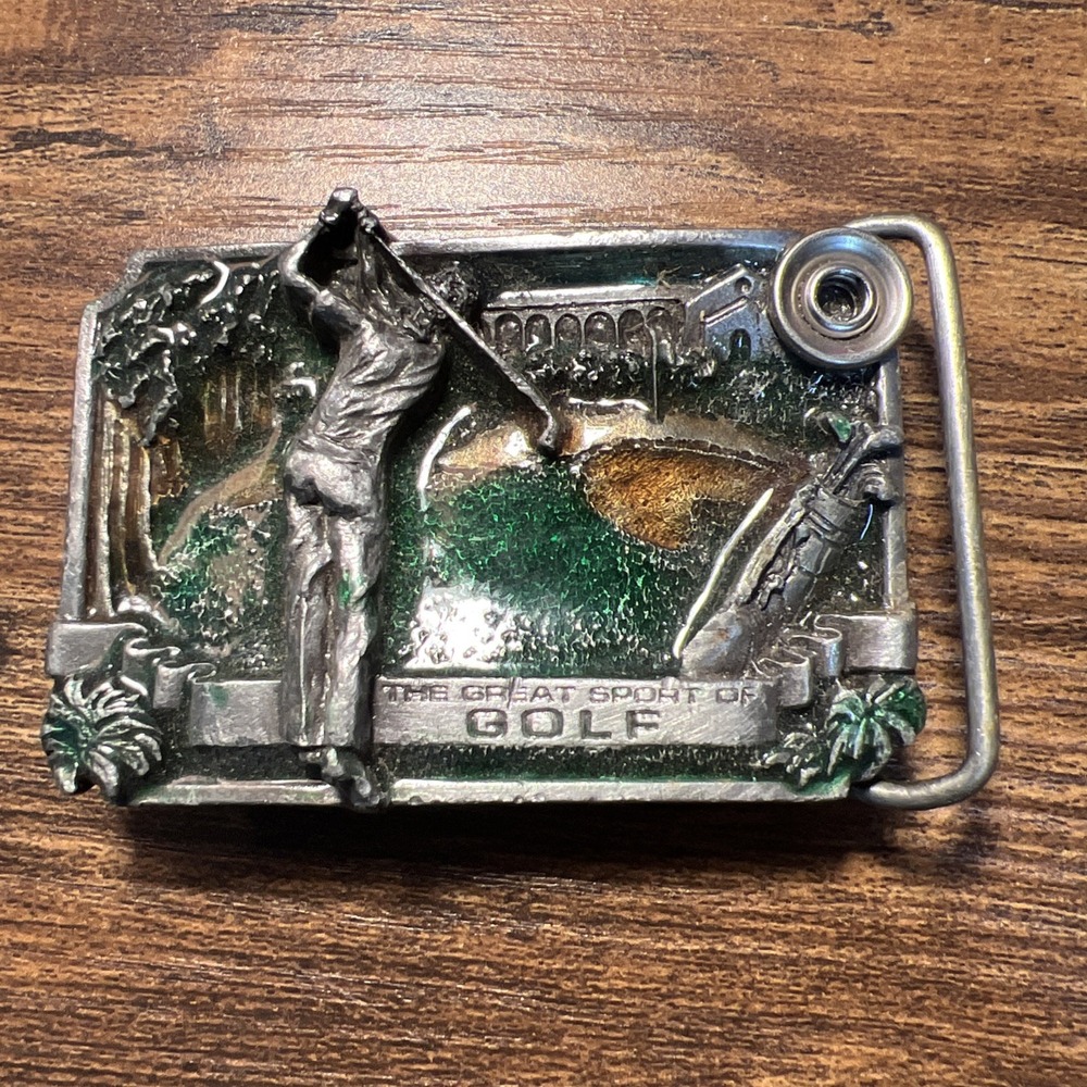Vintage The Great Sport of Golf - 1983 Bergamot Brass Works 3D Belt Buckle L- 86